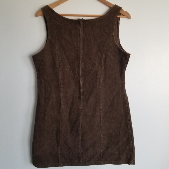 Vintage brown corduroy sleeveless dress romper - Picture 3 of 8